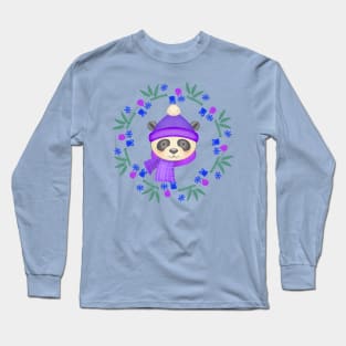 Christmas Panda Wreath Long Sleeve T-Shirt